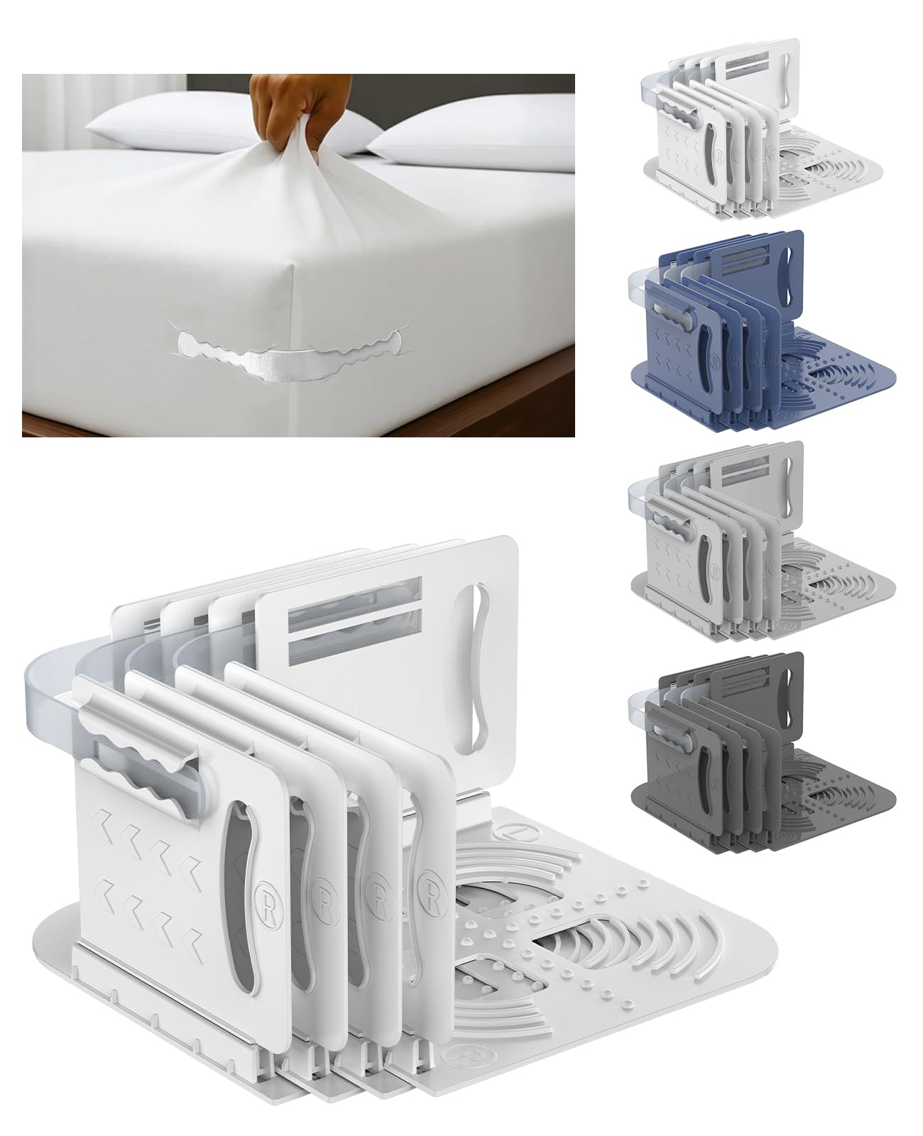 Photo 1 of Tug Proof Bed Sheet Holders Set Keep Sheets Firm & Tight , Fitted Mattress Corners, College Dorm Room Essentials For Girls , White Lock Keepers King Queen Bedding Daily Accessories Rv Bedroom Gifts