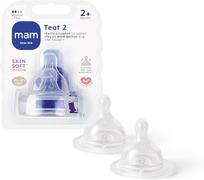 MAM Teats Size 2 2 Pack Medium Flow Fits All MAM Bottles SkinSoft