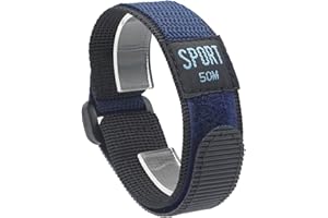 AMHUGE Hook & Loop Nylon Sport Watch Band-Waterproof Outdoor Watch Strap for Men or Women-Choice of Color & Width (18mm, 20mm, 22mm)