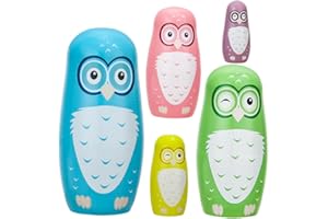 BESPORTBLE Wooden Matryoshka Dolls Owl Themed Nesting Dolls for Boys and Girls Crafts Toys Educational Playthin