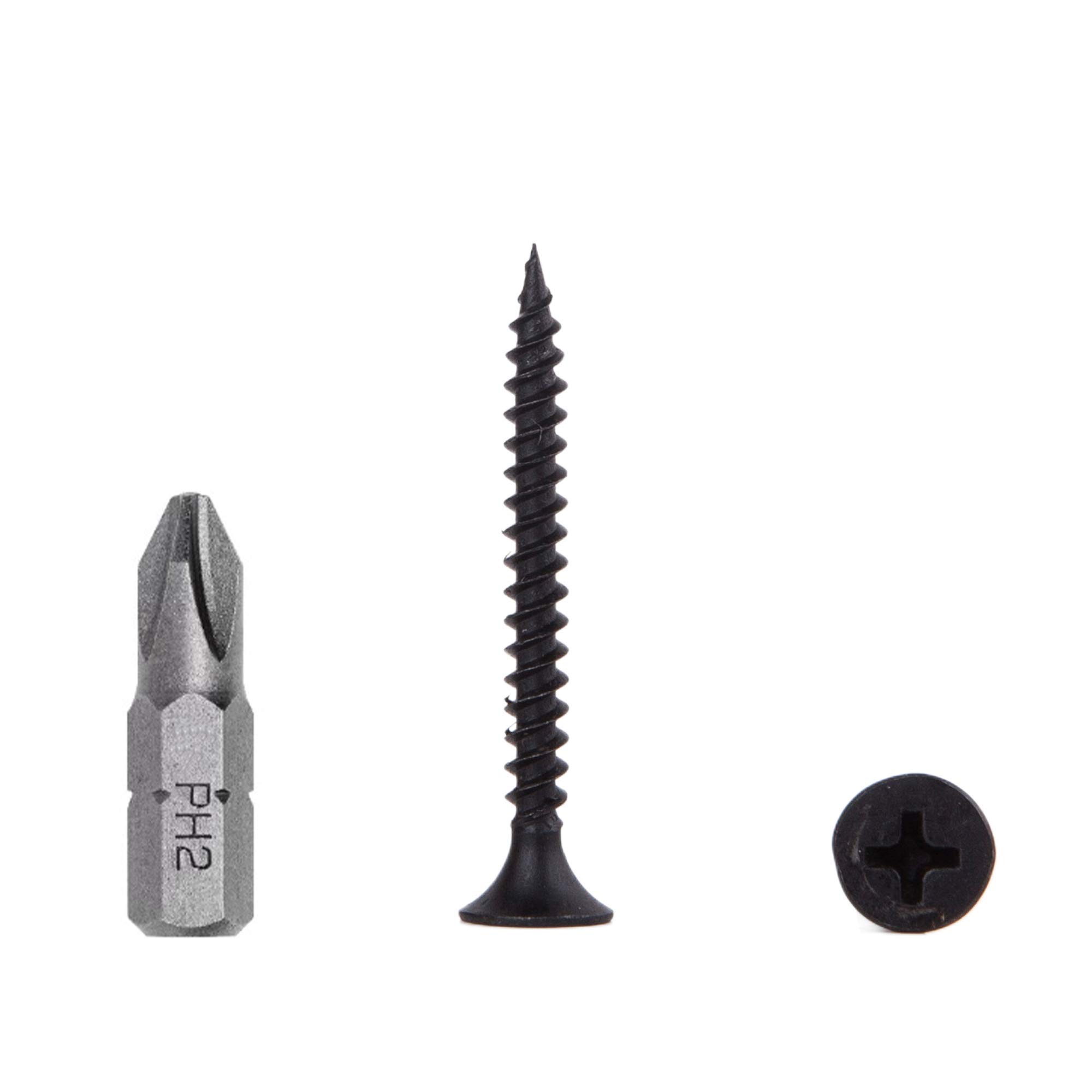 (Pack of 200 pcs) Black Phosphate Carbon Steel 3.5 x 32 mm Drywall Screws, Fine Thread, Phillips Bugle Head, Drywall Sheetrock Fasteners (200, 3.5 x 32 mm)