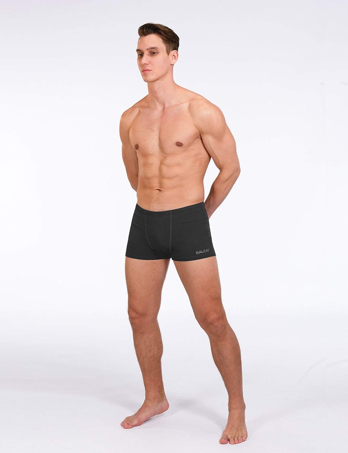 BALEAF Men's Athletic Swim Jammers PBT Durable Square Leg Briefs Training Swimsuit: Clothing