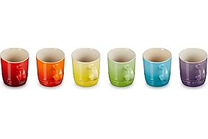Le Creuset Set of 6 Rainbow Espresso Mug, Stoneware, 100 ml, Rainbow, 79114108359030