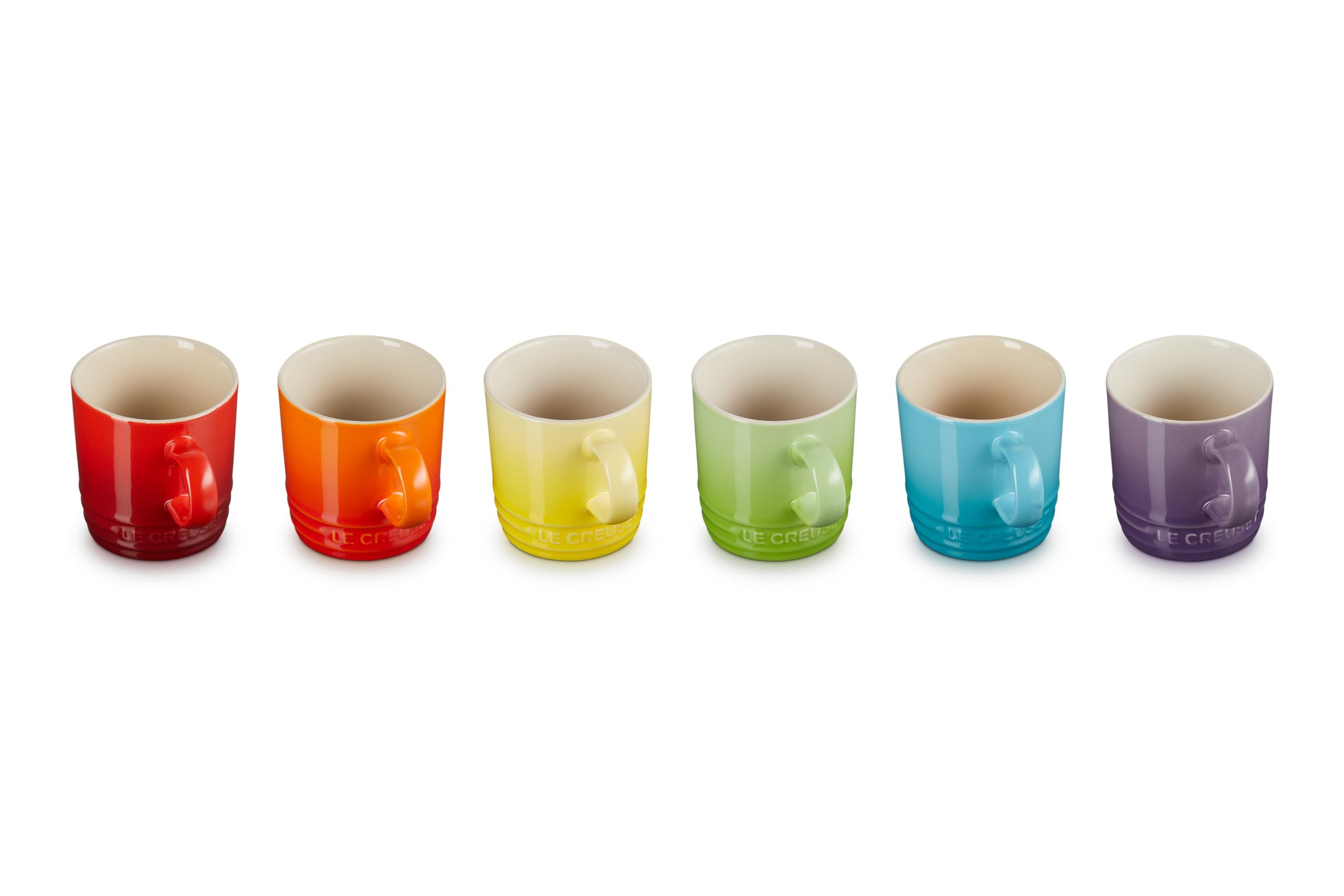 LE CREUSET Set of 6 Rainbow Espresso Mug, Stoneware, 100 ml, Rainbow, 79114108359030