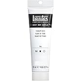 Liquitex Heavy Body Acrylic Paint, 4.65-oz Tube, Titanium White | High Viscosity, Pigment Rich, Ideal for Impasto &amp; Texture, Satin Finish, Permanent Color, Crisp Brush Strokes &amp; Knife Marks