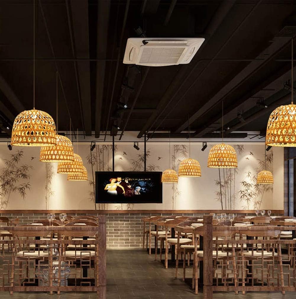 Berlato Pendant Light Hand-Woven from Bamboo Pendant lamp Adjustable Height Creative Design Lampshade Personalized Hanging lamp Rattan Chandelier Pendant for Dining Room Bedroom - - 