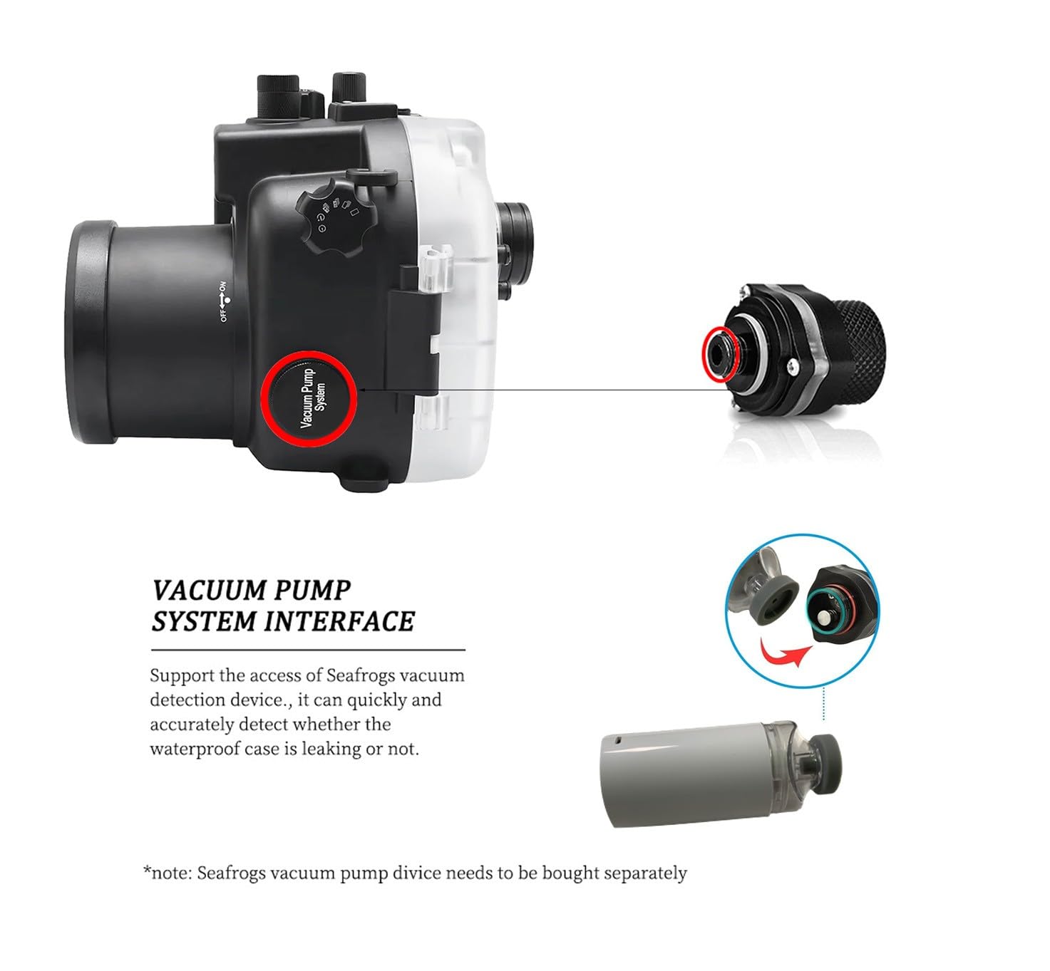 HOLAFOTO VT-100 Electric Vacuum Pump for Seafrog VPS-100 Vacuum Leak Check System, Replacement for VP-100 Manual Pump Handle