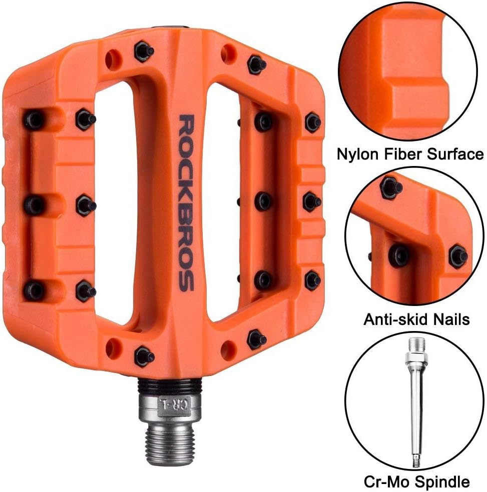 ROCKBROS Bike Pedals Nylon Fiber 9/16" Cycling Wide Platform Flat Bicycle Pedals for Road Cycling Bike 3 Bearings Pedals Antiskid Waterproof Dustproof - Image 4