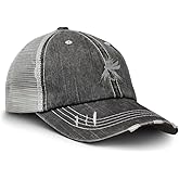 Soft Mesh Cap Hat Embroidered Silver Fly Fishing Embroidery Distressed Vintage Cap Cotton