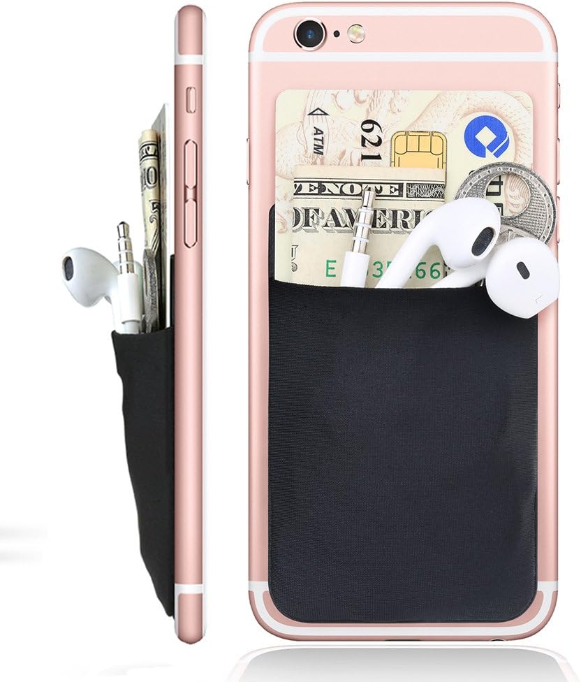 JOWTTE Credit Card Holder Wallet, Stick on Card Holder for ID Keys Earphones, Money Clip for iPhone, Samsung, All Smart Phones