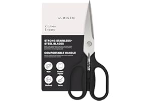 Misen Heavy Duty Kitchen Shears - Versatile Kitchen Scissors for Meat, Poultry & More - Easy Clean Kitchen Shears/Scissors - Ambidextrous Comfort Handle - Black