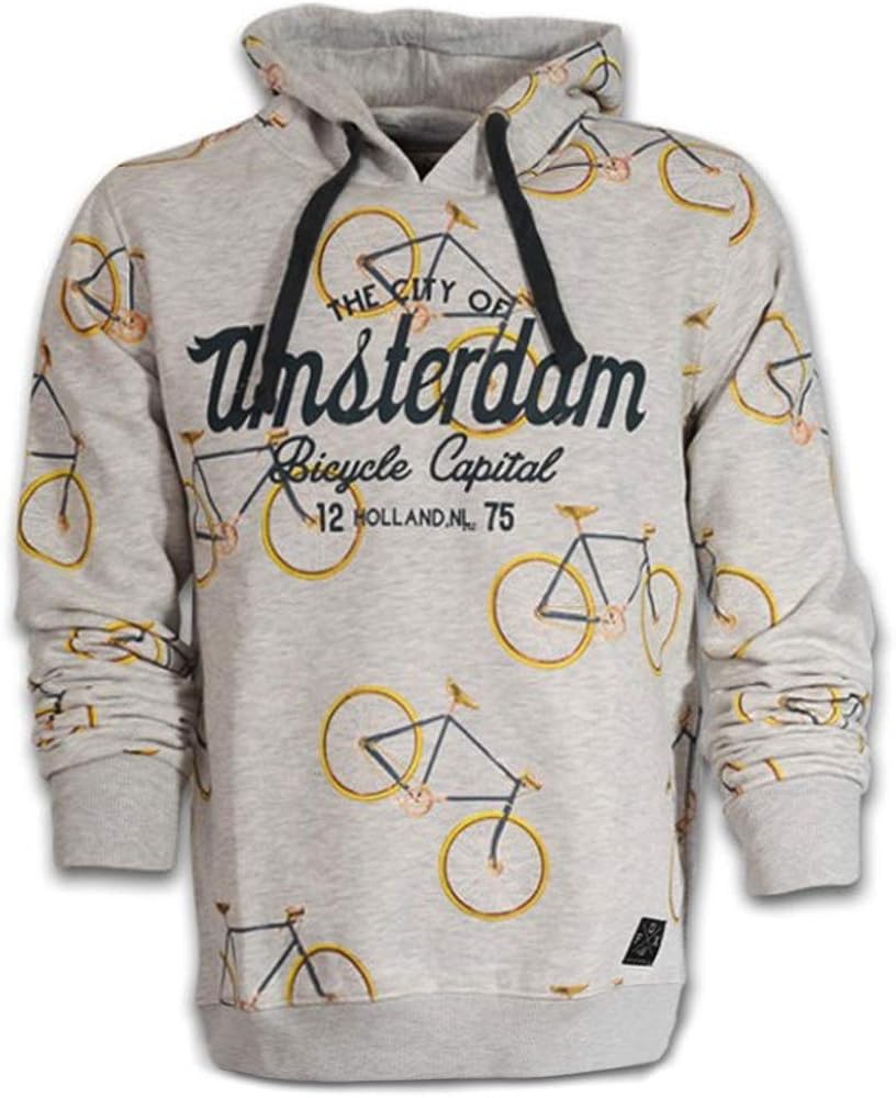 Amsterdam Hoodie Sweatshirt All Over Bikes Ash Grey Amazon.co.uk Clothing