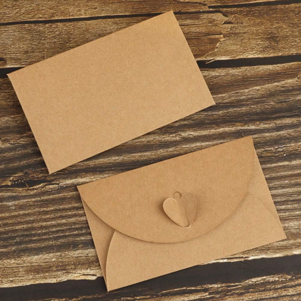 20pcs Retro Vintage Gift Card Envelopes Kraft Paper C6 Envelopes with Heart Clasp for Birthday Festival Greeting Cards Postcard Party Invitations Letters 11x17.5cm - Image 4