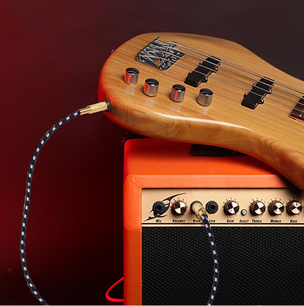 Electrics Guitar Instrument Cable Tuwejia 1/4-Inch Straight to Right Angle TS Unbalanced Instrument Cable Male to Male with Premium 6.35mm Mono Jack 1/4\