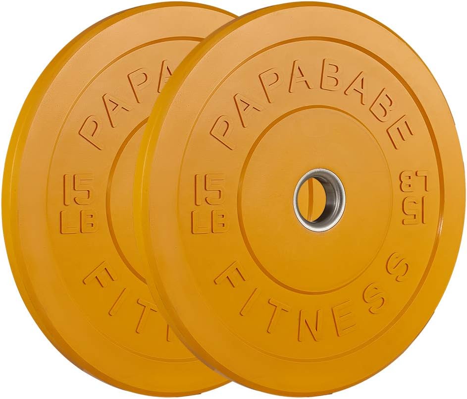papababe Color Olympic Bumper Plate, Weights Plates, Bumper Weighted Plate Steel Insert, Strength Training, Weightlifting, Squats