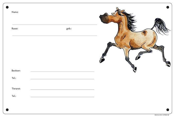 Boxenschild / Stalltafel 'Angeber' (Vollblut/Araber/Warmblut/Pony) Brauner