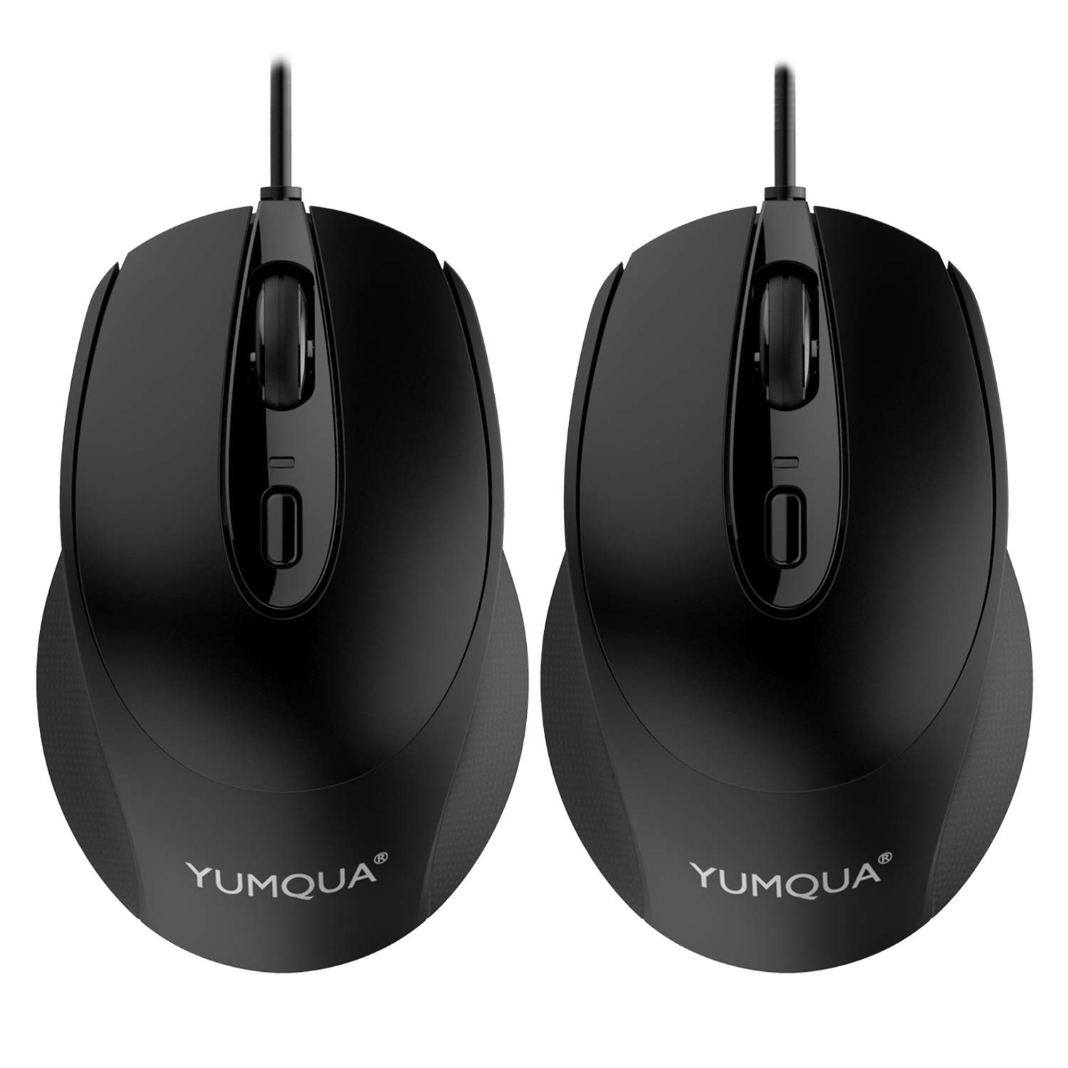 YUMQUA Silent Computer Mouse Wired 2 Pack, Home&Office Optical USB Mouse with 2 Adjustable DPI, Corded Mouse for Laptop Chromebook Notebook PC Desktop