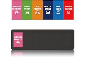 ELITESIGN Office Door Signs 6 Options Do Not Disturb, Please Knock, In A Meeting, Out Of Office, Working Remotely Back Soon Privacy Door Slider Sign For Meeting & Conference Room Black