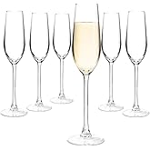 CHLJAR Champagne Flutes Set Of 6, 6.5oz - Hand Blown Elegant Champagne Glasses, 100% Lead-Free Clear Glass, Perfect For Home Use, Weddings & Parties, Ideal Gift For Anniversary, Christmas & Birthday