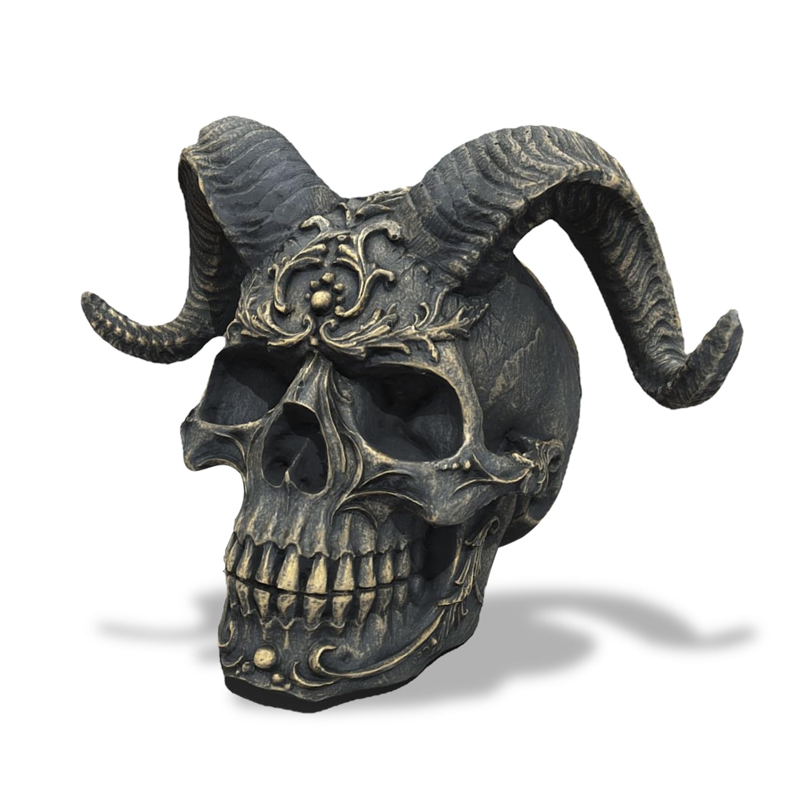 Tuzsocr 14CM Demon Skull Figurine,Black Infernal Skull,Desk Skull Ornament,Creative Skull Head Sculpture,Resin Skull Head model,Halloween Skull Ornament,Gothic Home Accessories,Goth Gifts For Men