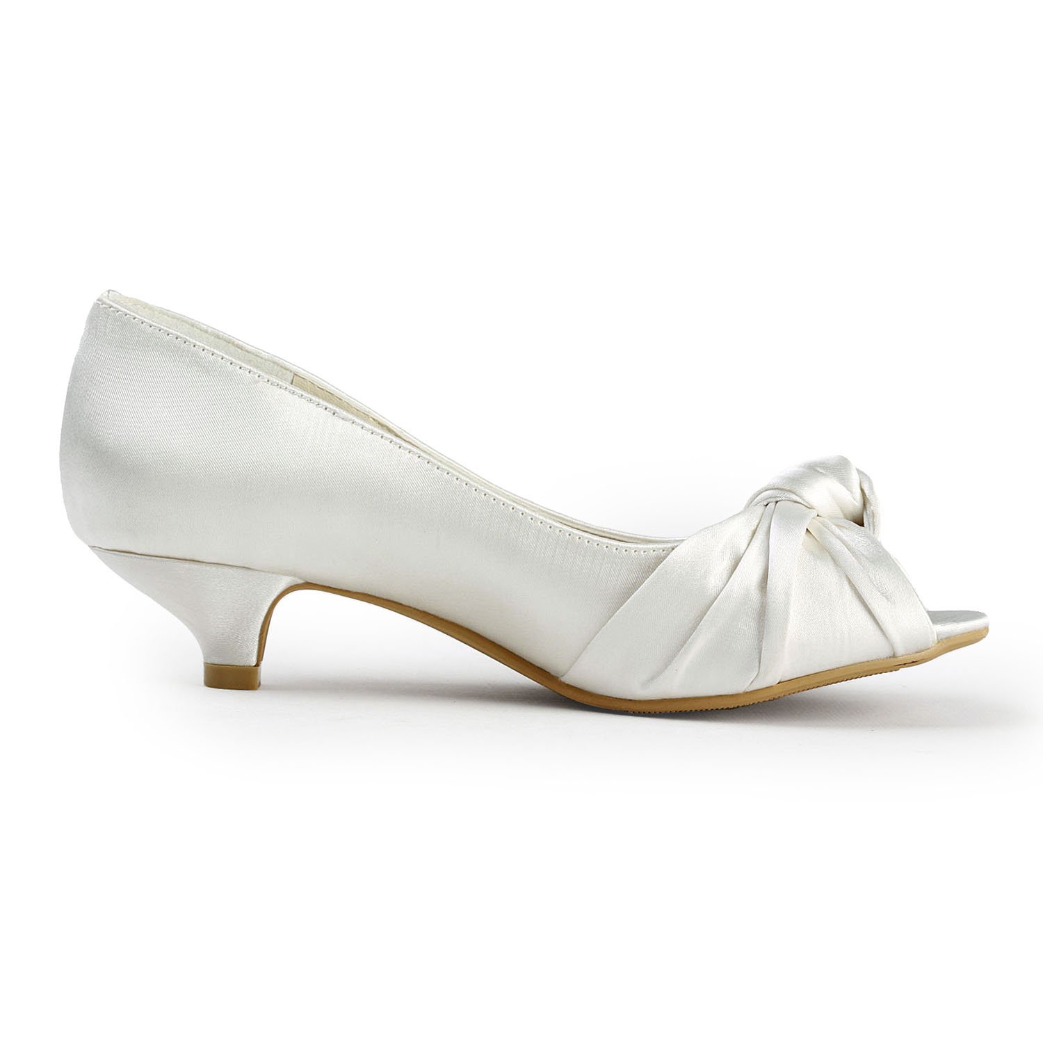 ELEGANTPARK EP2045 Women's Peep Toe Low Heel Knot Bridal Wedding Shoes - Image 4