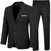 Mens 2 Piece Suit Slim Fit Tuxedo Dress Suits for Men Jacket and Pants Set | Suit for Men 2 Piece Jacket Pants Regular Fit Solid Two Button Formal Wear Wedding Prom Graduation Mens Tuxedo Suit Set