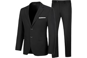 ELIONM Mens 2 Piece Suit Slim Fit Business Wedding Party Tuxedo Dress Suits for Men Jacket and Pants Set