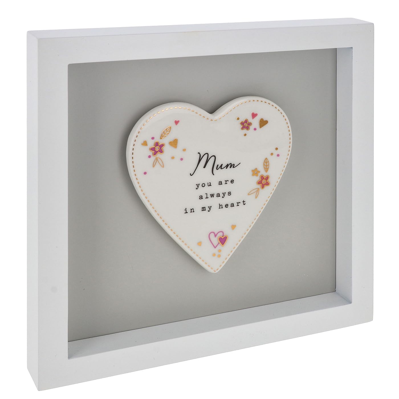 Shudehill Giftware Heartfelt Art Heart Plaque in White Frame Large - Mum, Nan, Sister, Daughter, Friend, Friendship, Family, Mr & Mrs, Christening, Home (Mum)