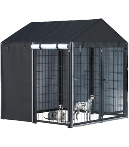 Cool White Outside Dog Kennel With Roof Waterproof Dustproof