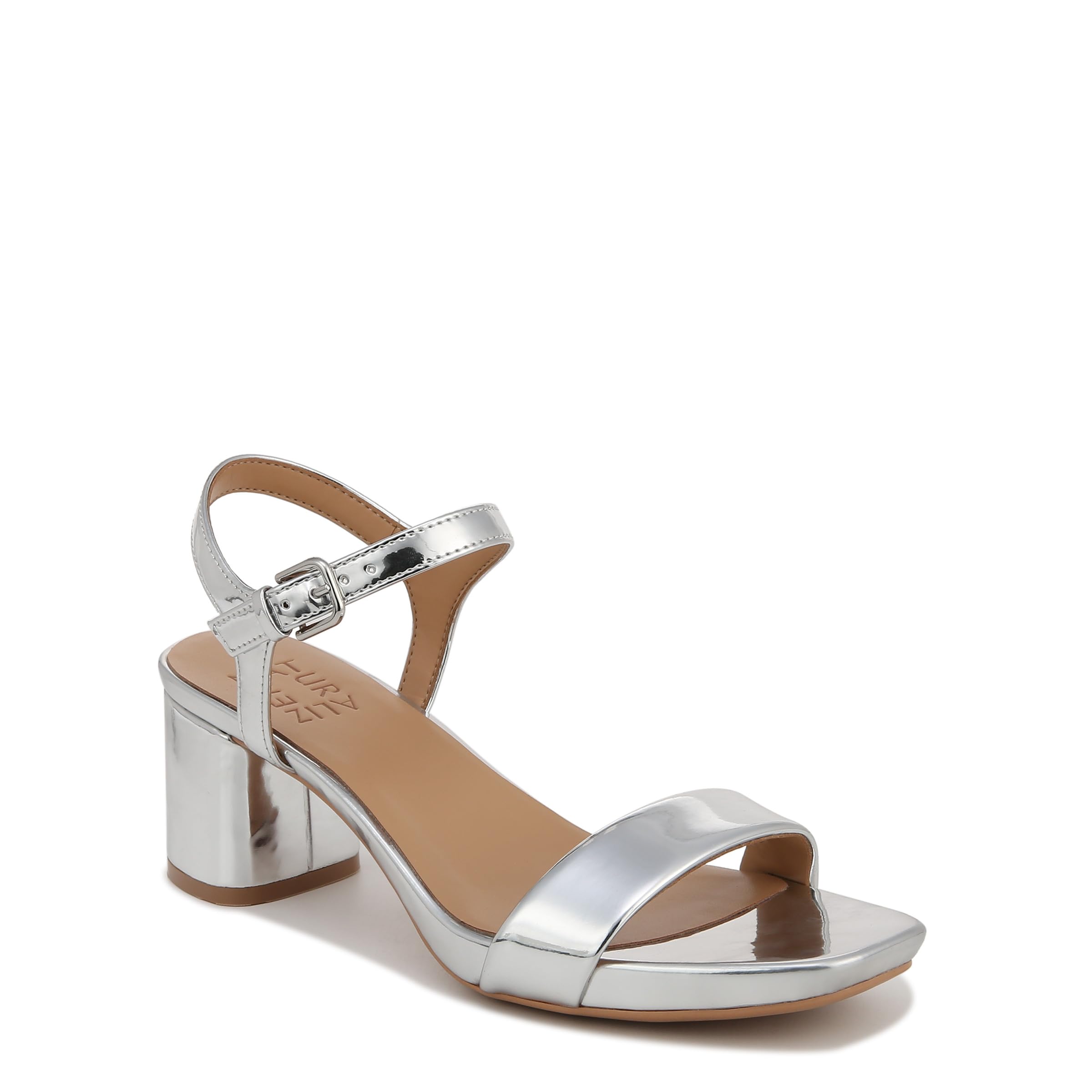 Naturalizer Womens Izzy Heeled Sandal Silver Metallic 7 W