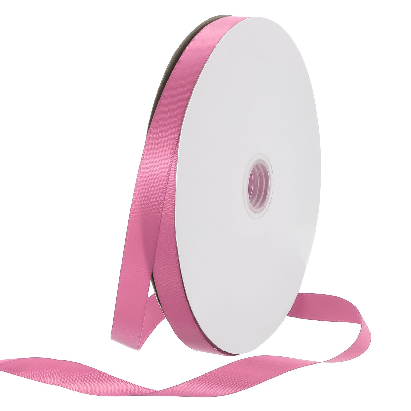 Rebower 15mm Satin Ribbon 46m Thick Double Face Grosgrain Silk Ribbon, [for Gift Wrapping, Hair Bows, Wedding, Cake, Flower] - 50 Yard/150ft/ Pink