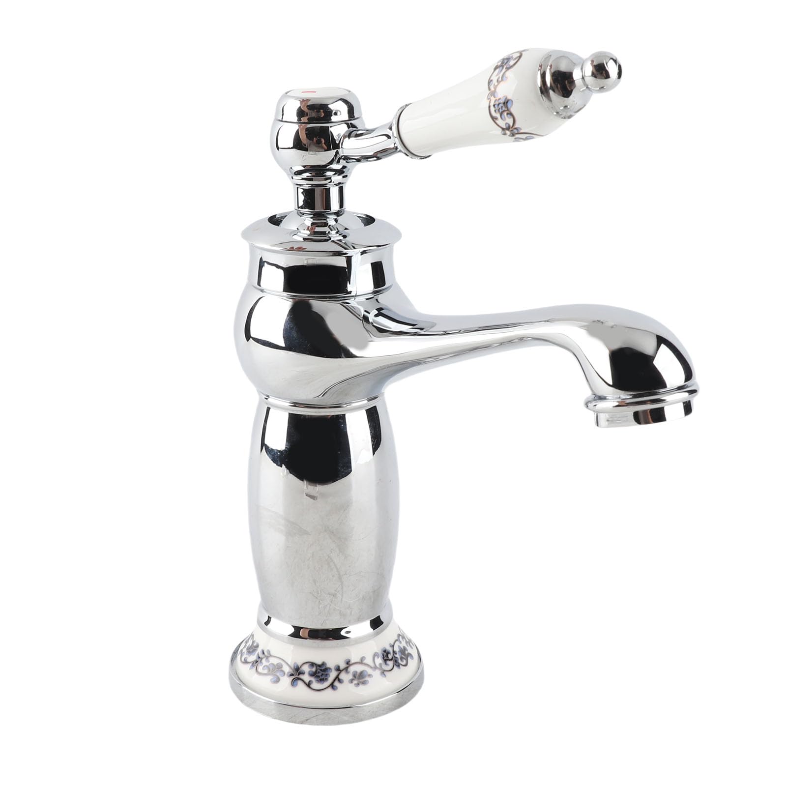 Luxury Basin Mixer Taps Bathroom Sink Mixer Tap Vintage Floral Ceramic Single Handle Cold Hot Water Bronze Faucet for Washroom Cloakroom