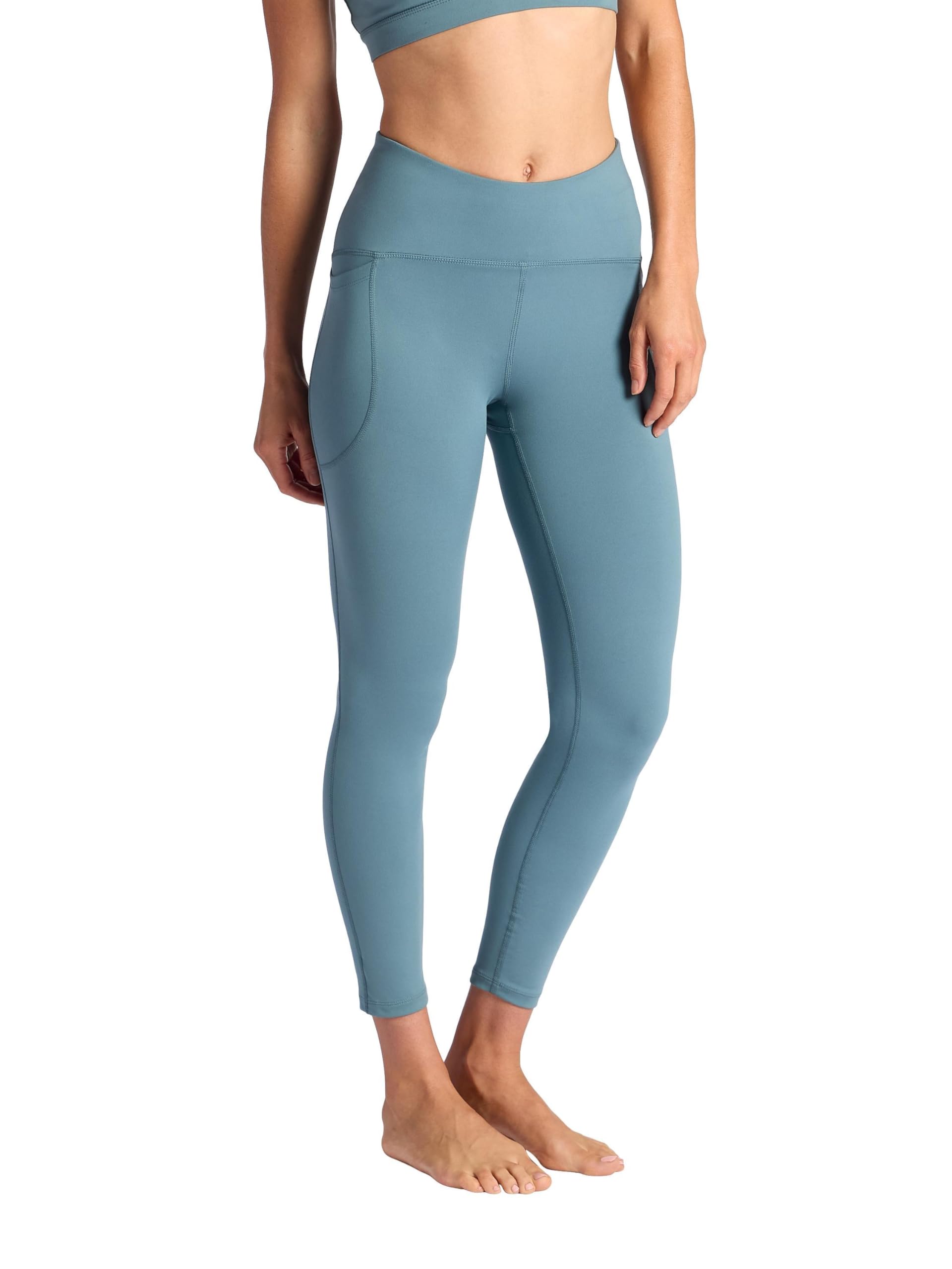 Gaiam Women’s Om High-Rise Activate 7/8 Legging, Slim Fit, 25” Inseam, Stretch Midweight Material, Moisture-Wicking, Goblin Blue, Small