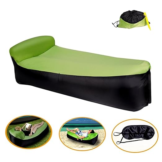 iCoCi Groß Aufblasbare Liege, Big Aufblasbares Sofa Outdoor Luftsofa luftsack Strand mit Augenmaske und Ohrstöpsel für Garten