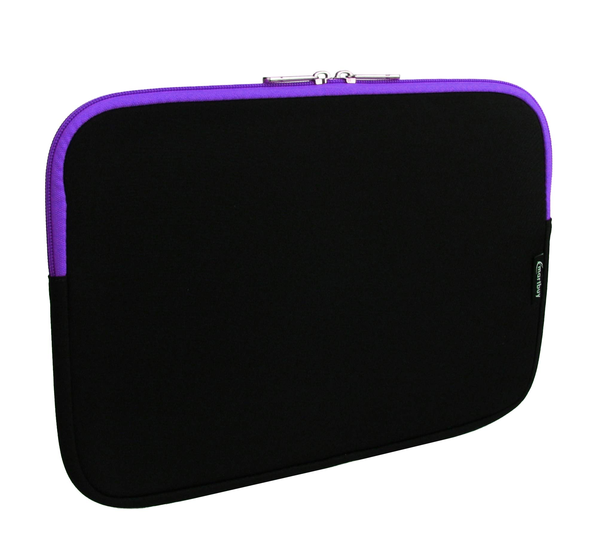Emartbuy Jet Black/Purple Water Resistant Neoprene Soft Slim Zip Case Cover Sleeve Pouch 11.6-12.7 Inch Compatible With Selected Devices Listed Below