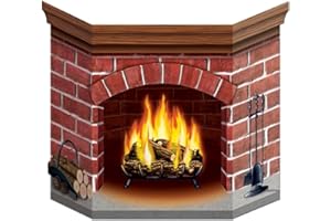 Beistle 1-Pack Brick Fireplace Stand-Up for Party Decorations, 3-Feet 1-Inch by 25-Inch