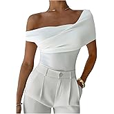 Floerns Women's Elegant Off The Shoulder Tops Short Sleeve Ruched Business Casual T Shirts