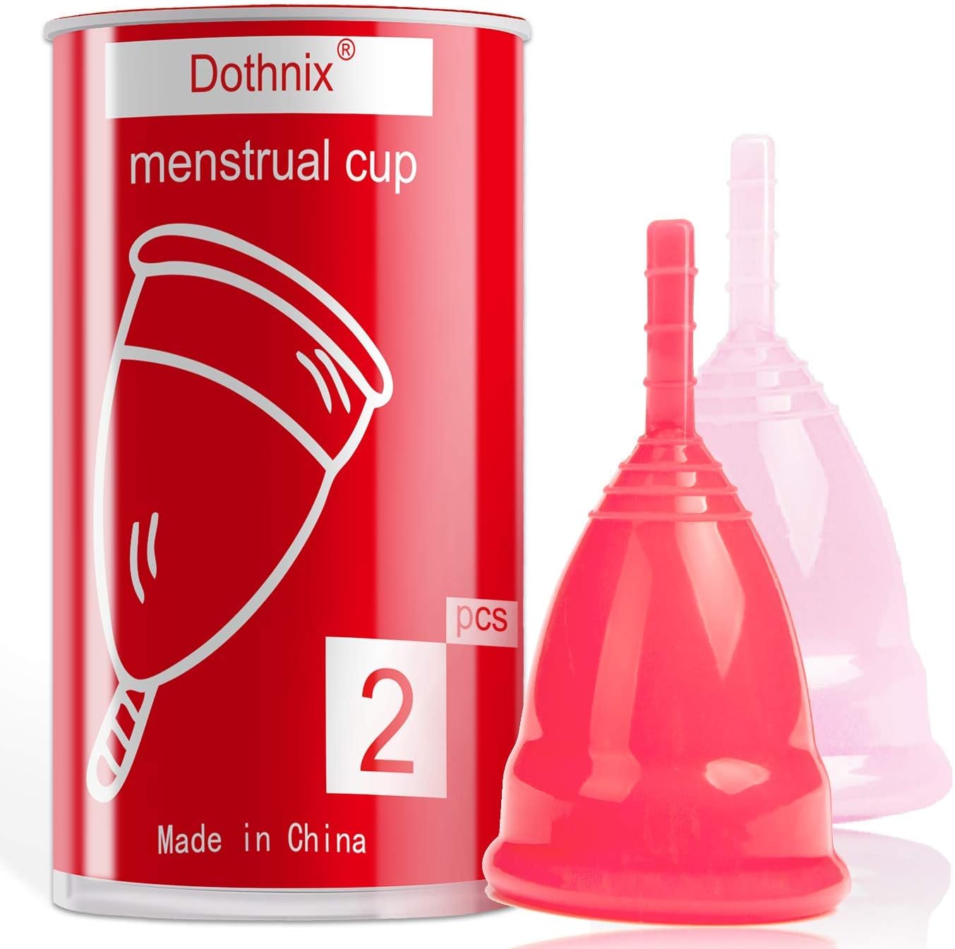 Menstrual Cup, Dothnix Soft Menstrual Cup, Made of Medical Grade Silicone, Super Soft and Flexible, Best Sensitive Cup, Size S and L (2pcs)