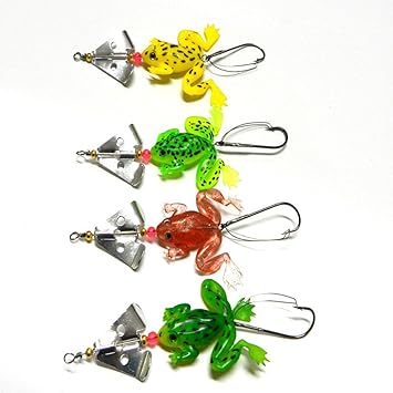 Amazon 4pcs ロットソフトゴムfrog Bassスピナー餌ハードルアークランクベイトタックル釣りルアーバス釣りセットスピナーcrankbaitsフック Ghazzi フック 針