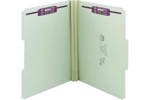 Smead Pressboard Fastener File Folder with SafeSHIELD Fasteners, 2 Fasteners, 1/3-Cut Tab, 2" Expansion, Letter Size, Gray/Green, 25 per Box (14934)