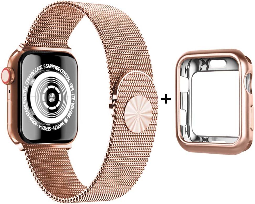 LELONG Compatible with Apple Watch Band 38mm 40mm 42mm 44mm,Women and Men Stainless Steel Mesh Loop for iWatch Band Series 5 4 3 2 1