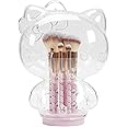 Impressions Vanity Hello Kitty 6 PCs Makeup Brush Set with Clear Cloche, Super Soft Brushes for Foundation, Face Powder, Blending, Eye Shadow with Cute Hello Kitty 3D Holder Organizer