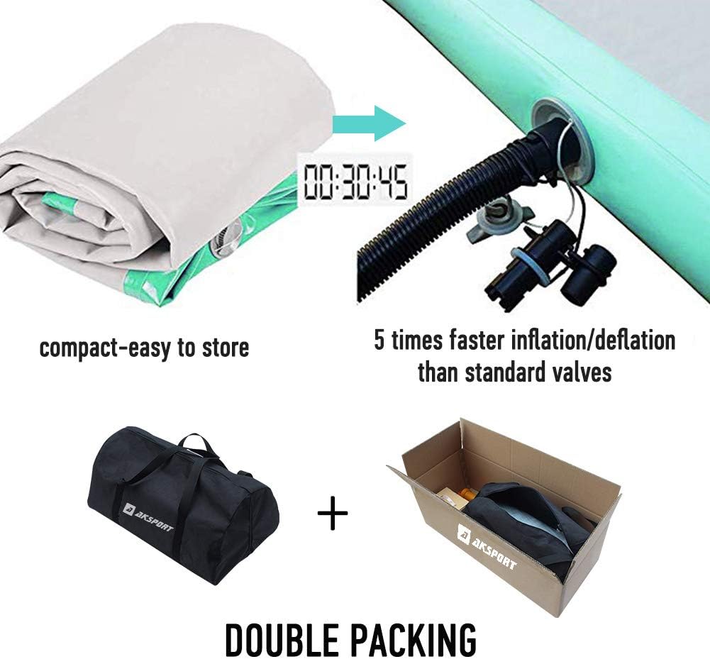AKSPORT Air Track Gymnastics Tumbling Mat Inflatable Floor Mats with Electric Air Pump for Home Use/Tumble/Gym/Training/Cheerleading/Parkour/Beach/Park/Water 3.3/10/13.12/16.4/20/23-39ft : Sports & Outdoors