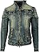 Angel Cola Men's Biker Slim Fitted Distressed Washed Denim Jacket