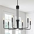 Niloah 6-Light Black Farmhouse Candle Chandeliers 28 inch Modern Light Fixture Industrial Hanging Lighting for Dining Living Room Bedroom Kitchen Island Foyer
