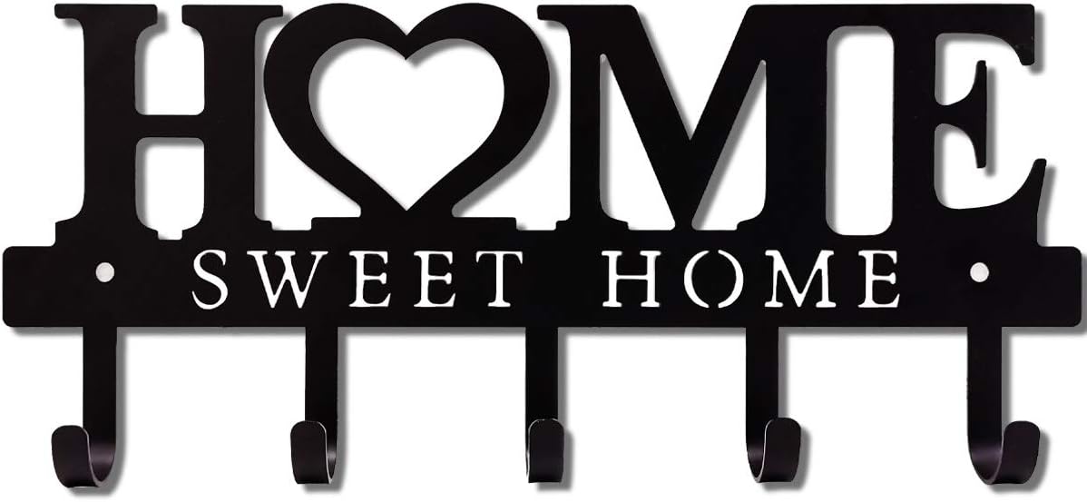 Metal Key Holder Hooks Organizer Rack Wall Mounted with Screws and Anchors Home Wall Decor for Entryway Front Door Kitchen Hallway Garage Mudroom Office 5.9x13 inches