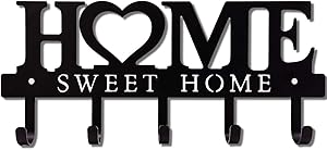 Metal Key Holder Hooks Organizer Rack Wall Mounted with Screws and Anchors Home Wall Decor for Entryway Front Door Kitchen Hallway Garage Mudroom Office 5.9x13 inches