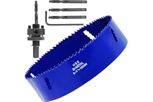 LANIAKEA 6.25 Hole Saw 6-1/4" Bi-Metal Hole Saw 159MM M42 Annular Hole Cutter HSS Variable Tooth Pitch Holesaw Set with Arbor Blue for Home DIYer