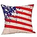 Set of 4 Patriotic American Flag July 4th Inspired Throw Pillow Covers,Stars and Stripes Vintage USA Flag Cotton Linen Pillow Cases Cushion Covers Square 18X18 Inch (Style 4)