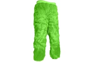 WPOYM Christmas Green Furry Adult Pants Funny Cosplay Costume Props Santa Costume Green Pants For Adult